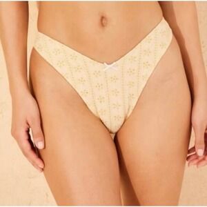 Wild Fable Yellow Eyelet V-Waist Ultra High Leg Extra Cheeky Bikini Bottom XS